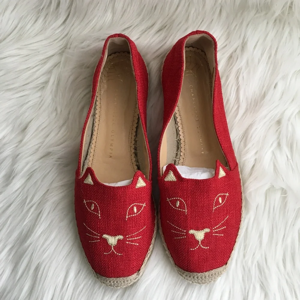 charlotte olympia kitty espadrille flats (worn once)